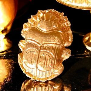 CHANEL Gold Toned Egyptian Scarab Beetle Brooch